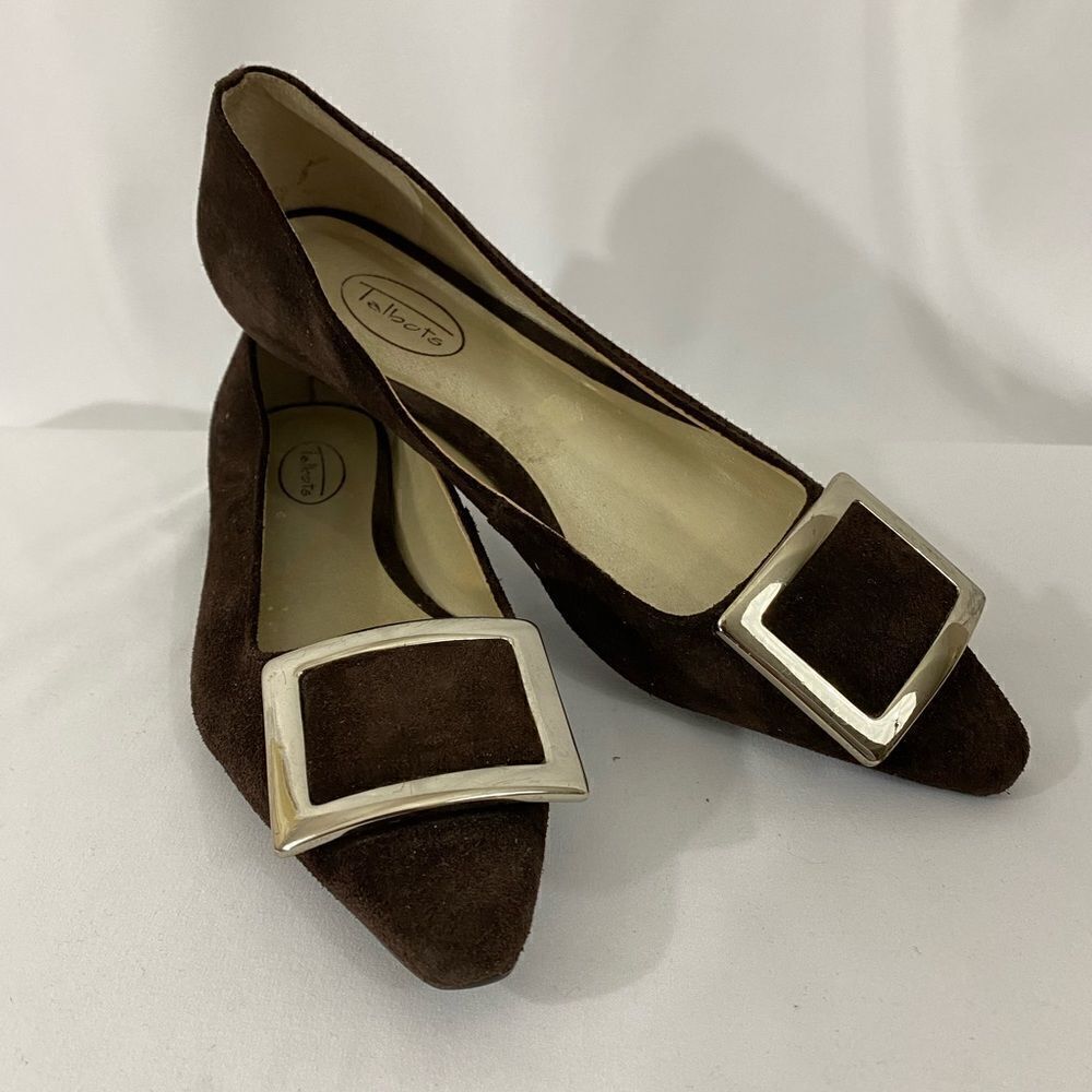 Talbots Brown Suede Flats with Buckle
